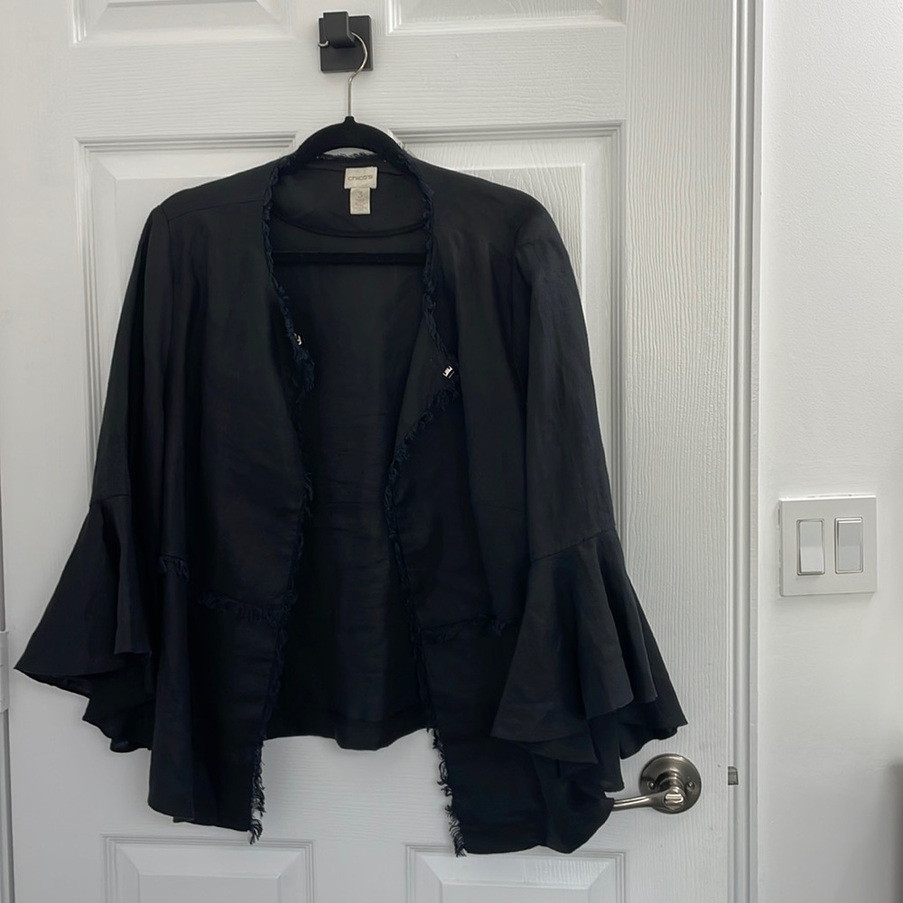 Chicos black linen topper